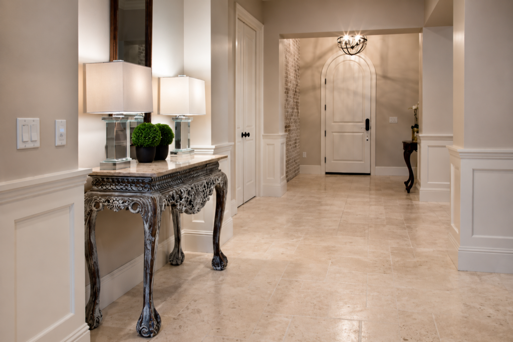 Formal foyer in a French Chateau custom home in Winter Park, Florida