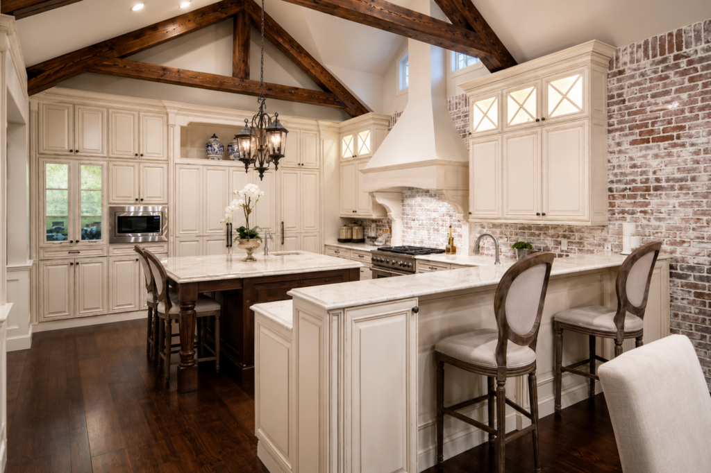 Kitchen in a French Chateau custom home in Winter Park, Florida